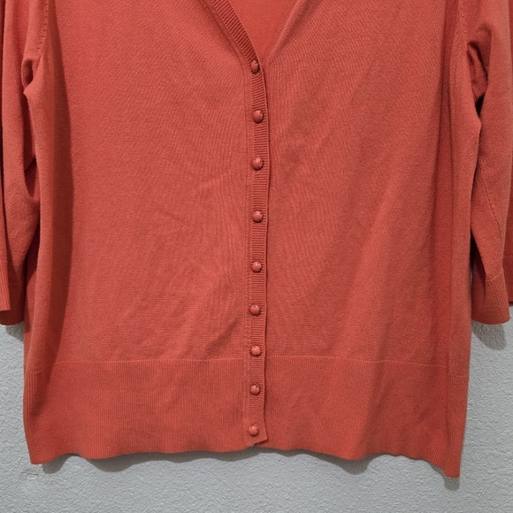 Premise Studio Button-Up Sweater Cardigan Women's Size 2X Orange 3/4 Sleeve - Picture 4 of 6